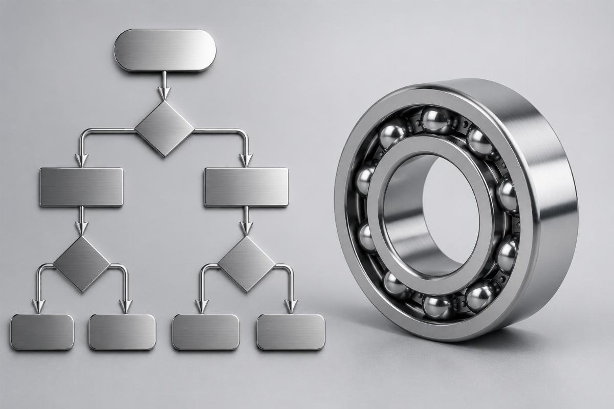 Decision tree for ISO 492 vs DIN 625 specification based on industry and operating conditions