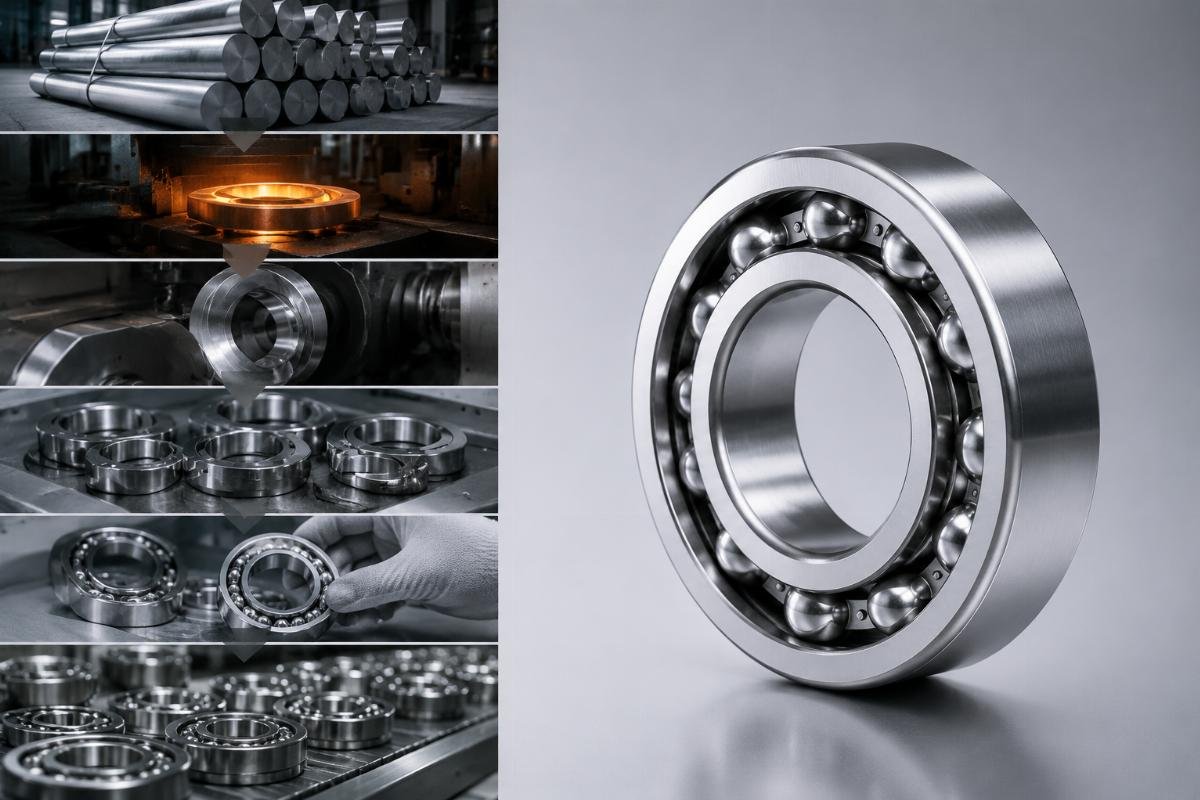 ISO 9001-certified traceability ensures load rating accuracy through complete material documentation Bearing material certification process from raw steel to finished product