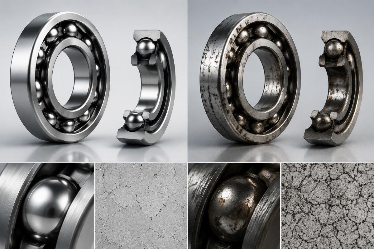 Metallurgical analysis showing material composition differences in certified vs. counterfeit bearings Metallurgical analysis showing material composition differences in certified vs. counterfeit bearings